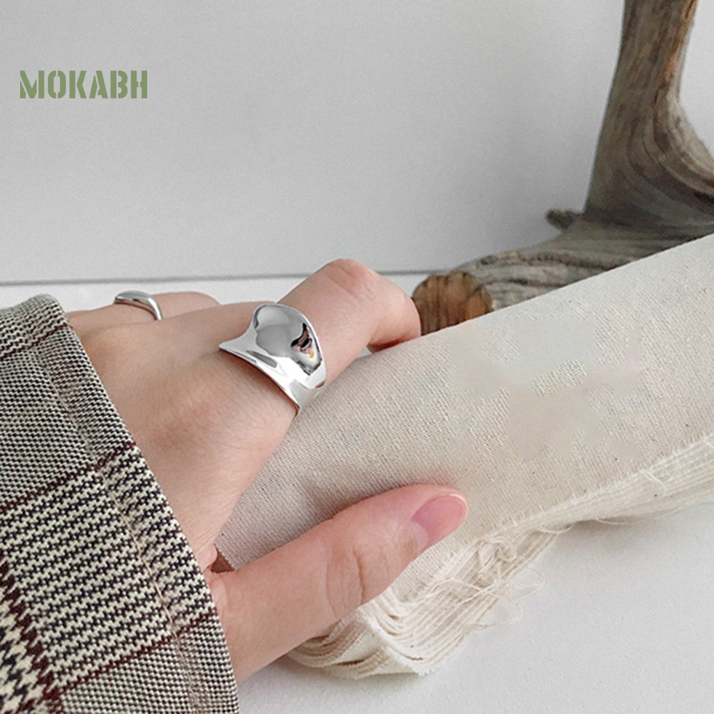 Nhẫn Hở Mặt Lõm Lấp Lánh Phong Cách Punk Hip Hop Thời Trang Cho Nữ