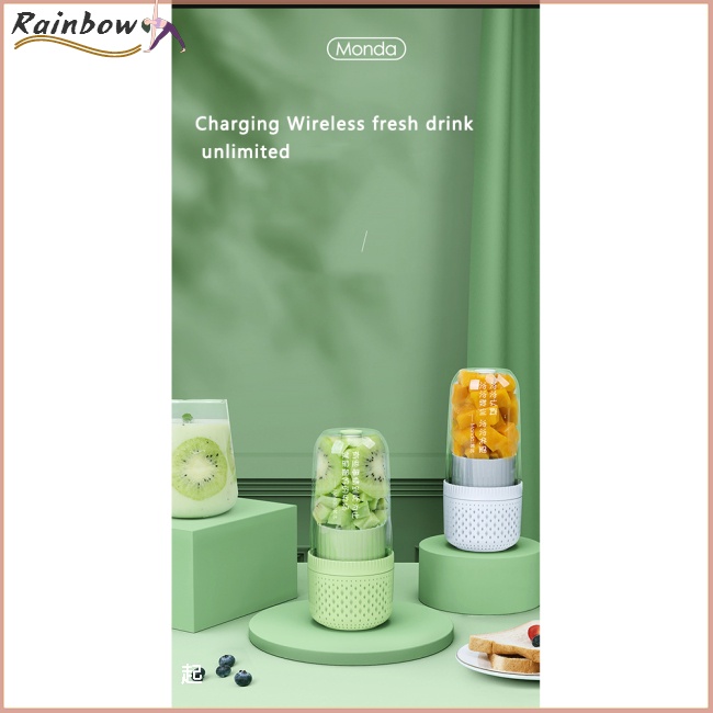 Máy Xay Sinh Tố Mini Di Động Vòng Cao Su Chống Trượt Tích Hợp Pin Lithium 1200mah Có Thể Sạc Lại