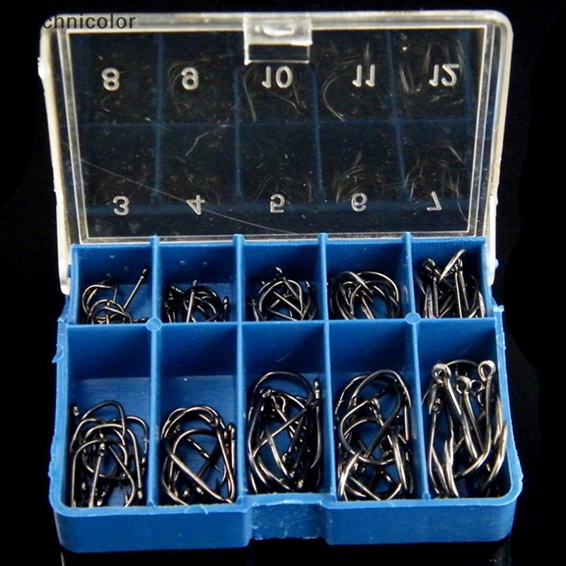 Set 100 Lưỡi Câu Cá Màu Đen Bằng Thép carbon Cao Cấp