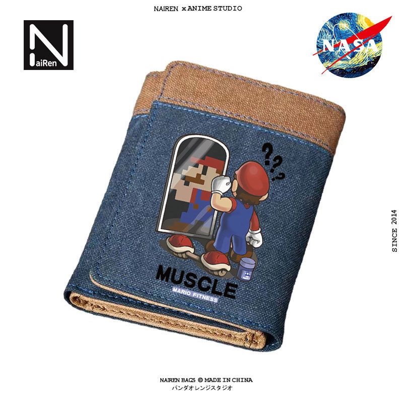 Ví Ngắn Gấp Gọn Đa Năng Họa Tiết Hoạt Hình Dễ Thương Cho Nam