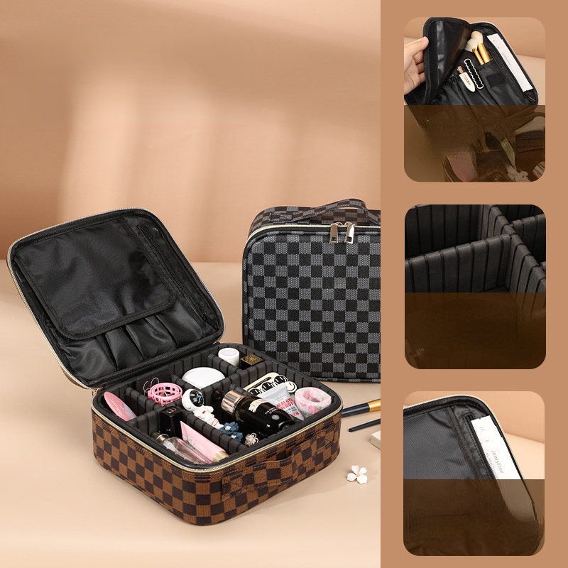 Hộp Đựng Dụng Cụ Trang Điểm Bằng PU Sức Chứa Lớn Tiện Dụng