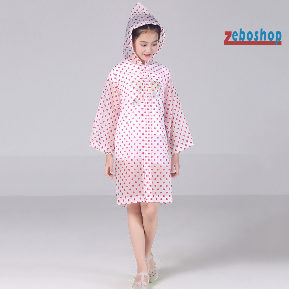 Áo Mưa Chấm Bi Có Mũ Trùm Tiện Lợi Dành Cho Bé
