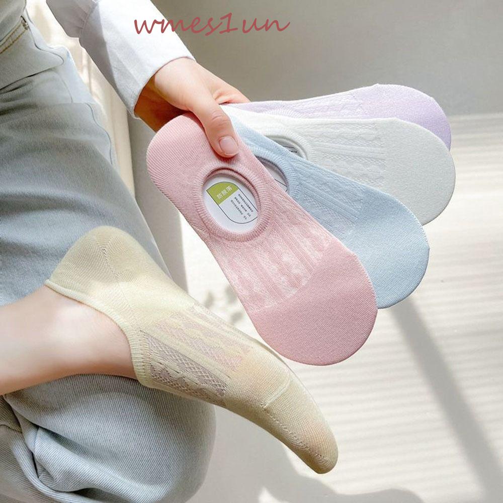 Vớ Cotton Cổ Thấp Phối Lưới Màu Sắc Đơn Giản Thoải Mái Thời Trang Cho Nữ WMES15H