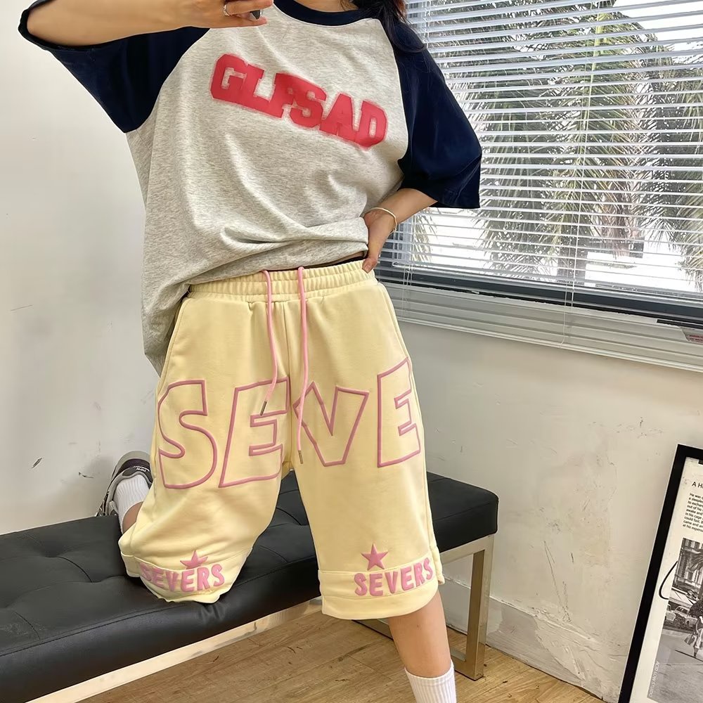 Quần Short Dáng Rộng In Chữ Phong Cách Retro Mỹ Thời Trang Mùa Hè 2023 Mới Cho Nam