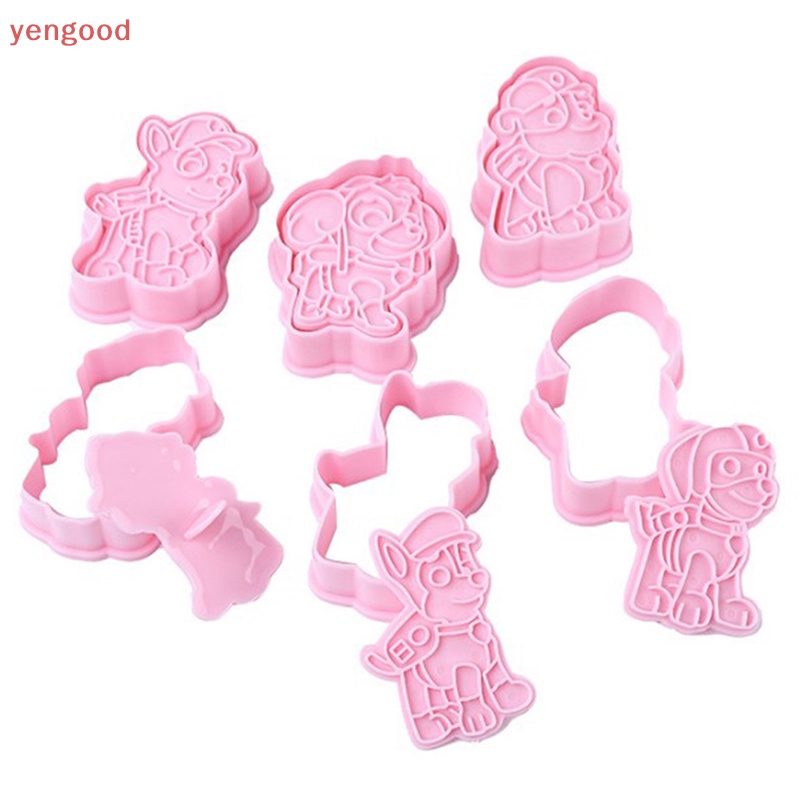 Bộ 6 Khuôn Cắt Bánh Quy Bằng Nhựa Hình Chú Chó 3D DIY Dành Cho Trẻ Em