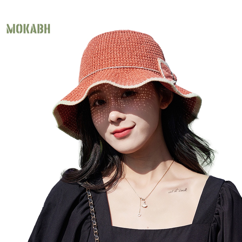 [Mok Abh] Mũ Vành Tròn Thoáng Khí Chống Nắng Có Thể Gấp Gọn Được Làm Thủ Công Cho Nữ