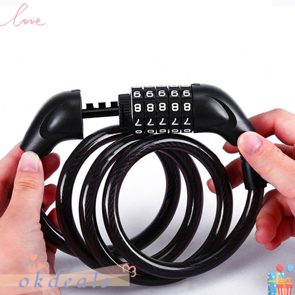 Khóa Xe Đạp OKDEALS Kèm Dây Cáp Gắn Móc Dây Xích Có Thể Điều Chỉnh