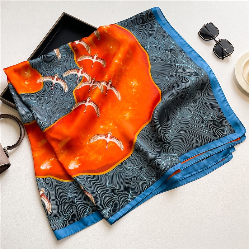 Khăn Quàng Cổ Hình Vuông Cỡ Lớn 110cm Chất Liệu Satin Thời Trang Mùa Hè Dễ Phối Đồ