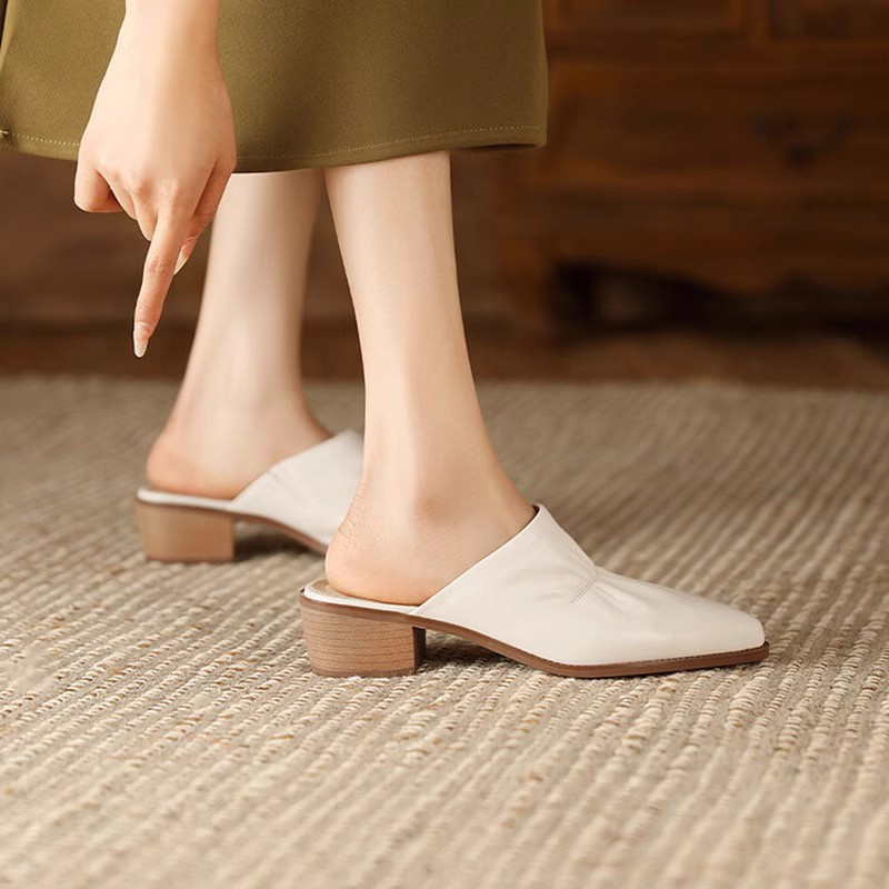 Duoya Hair Thẳng ~ [Hàng Có Sẵn] Dép Sandal Mũi Nhọn Gót Dày Công Sở Ngoài Trời Mùa Hè Cao Cấp Cho Nữ Miễn Phí Vận Chuyển