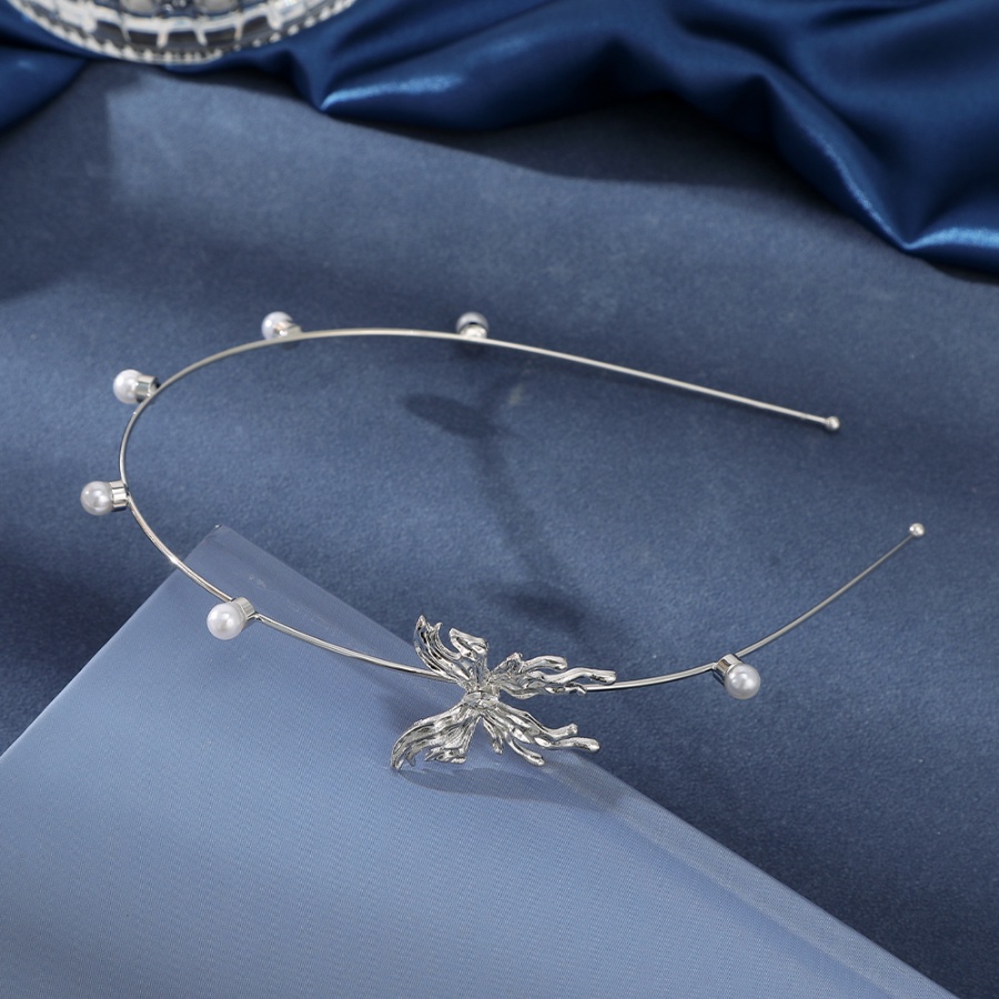 Băng Đô Cài Tóc Hai Lớp Đính Đá Hình Bướm Bằng Hợp Kim Phong Cách Hàn Quốc Dành Cho Nữ