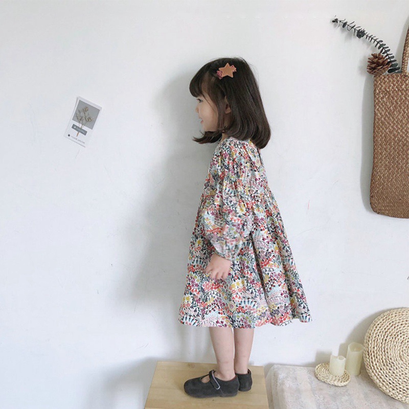 Đầm Công Chúa Cotton Tay Dài In Hoa Thời Trang Xuân Hạ Mới Cho Bé Gái