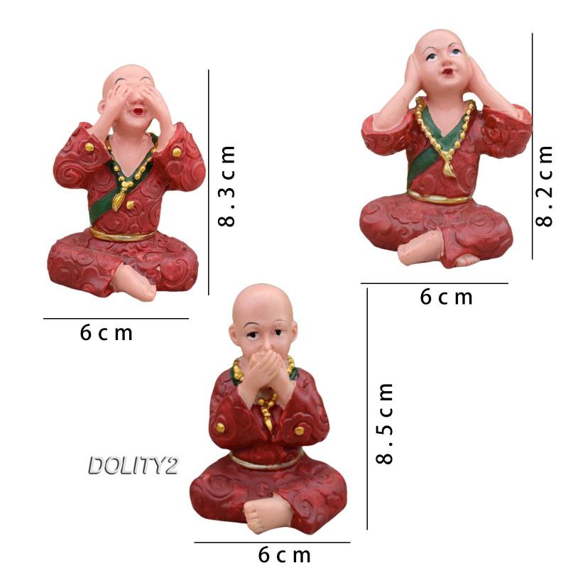 [Dolity2] 3 Bức Tượng Chú Tiểu Điêu Khắc Để Bàn Trang Trí Nhà Cửa