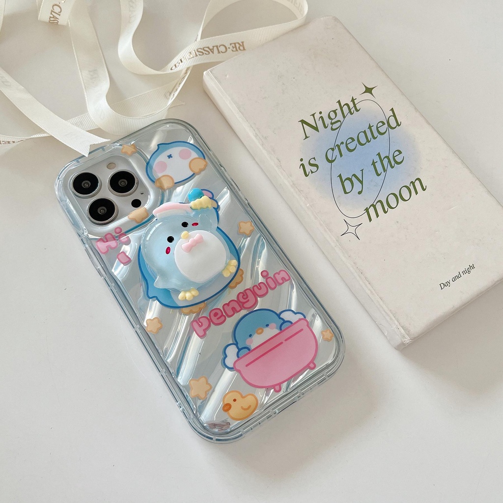 Ốp Điện Thoại TPU Mềm Trong Suốt Chống Rơi Hình Chim Cánh Cụt Hoạt Họa Cho iPhone 11 13 12 14 Pro Max