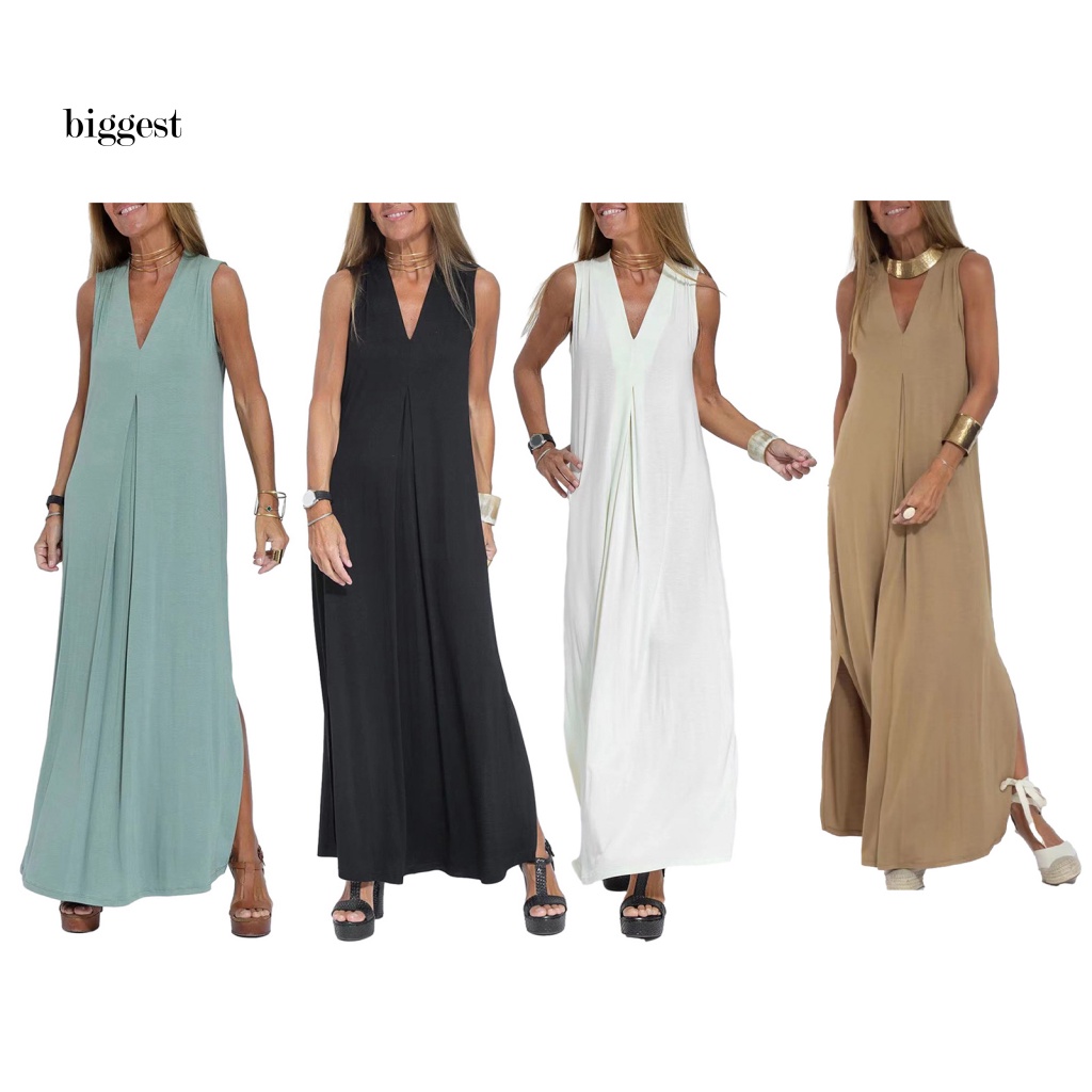 Đầm Sát Nách Cổ Chữ V Thời Trang Cho Nữ