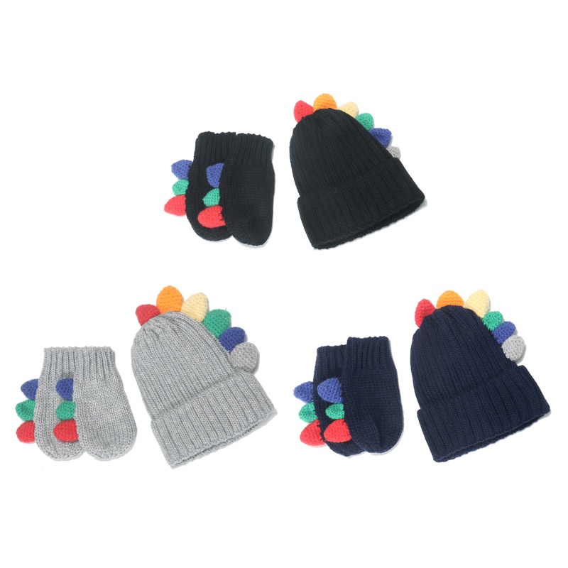 Set Mũ Và Găng Tay Hình Khủng Long Dễ Thương Cho Bé Trai