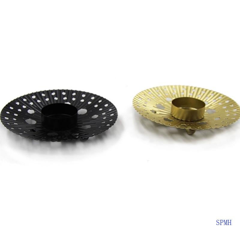 Giá Đỡ Đèn Cầy Bằng Kim Loại Hình Tròn Thiết Kế Đục Lỗ Độc Đáo Trang Trí