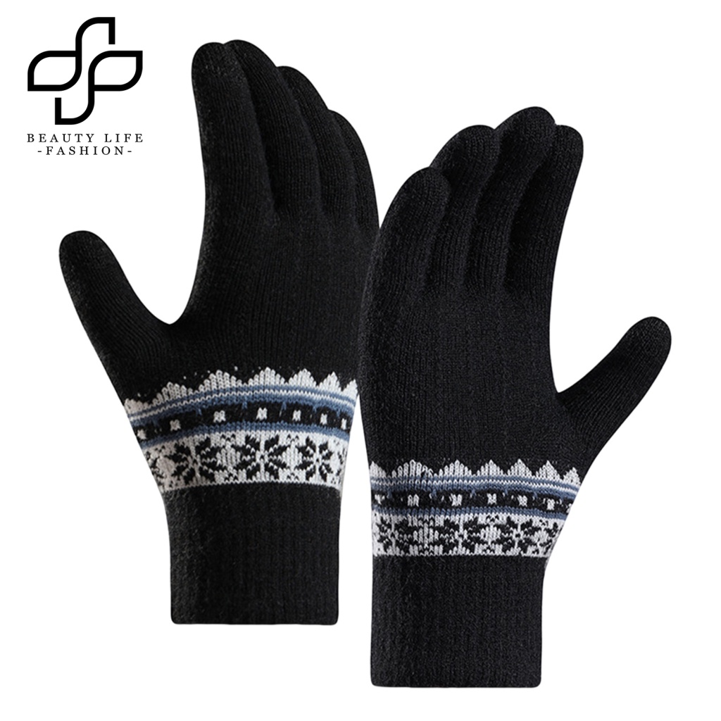 1 Đôi Găng Tay Mùa Đông Dệt Kim Dày Mềm Mại Co Giãn Có Thể Chạm Màn Hình Cảm Ứng Cho Nữ
