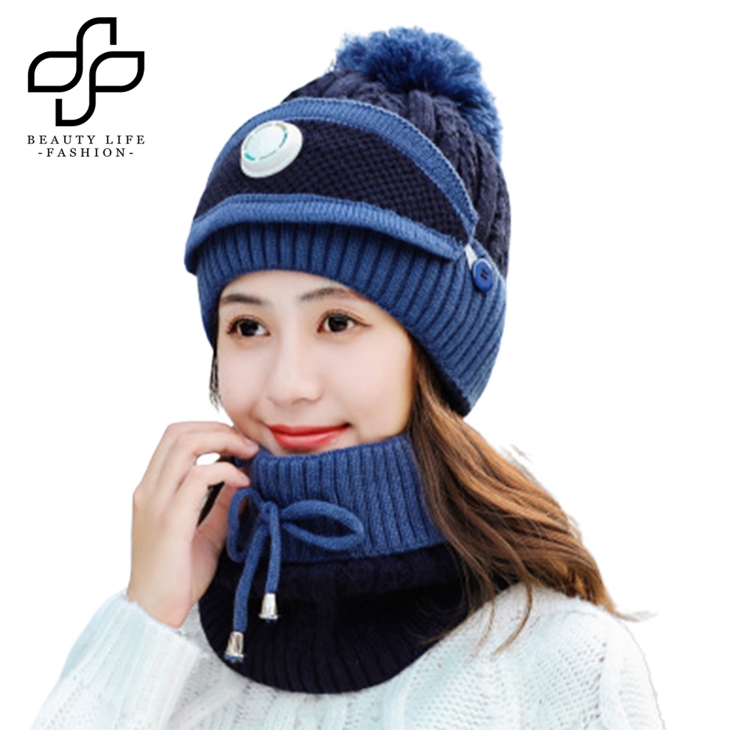 Mũ Len Che Phủ Mặt Giữ Ấm Mùa Đông Dành Cho Nữ