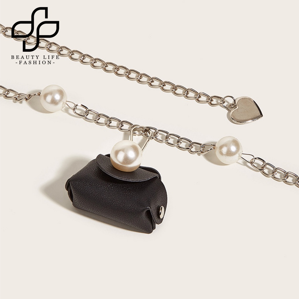 Dây Đeo Thắt Lưng Đính Ngọc Trai Giả Và Xích Mini Bằng Thép Không Gỉ Điều Chỉnh Được Trang Trí Váy Dự Tiệc Cho Nữ