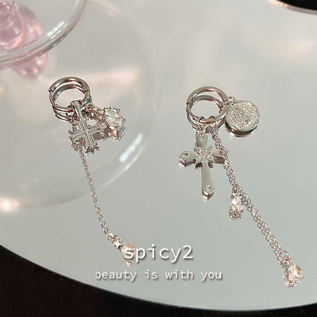 Khuyên Tai Hình Chữ Thập Phong Cách hip hop punk Hàn Quốc Ngọt Ngào Cho Nữ