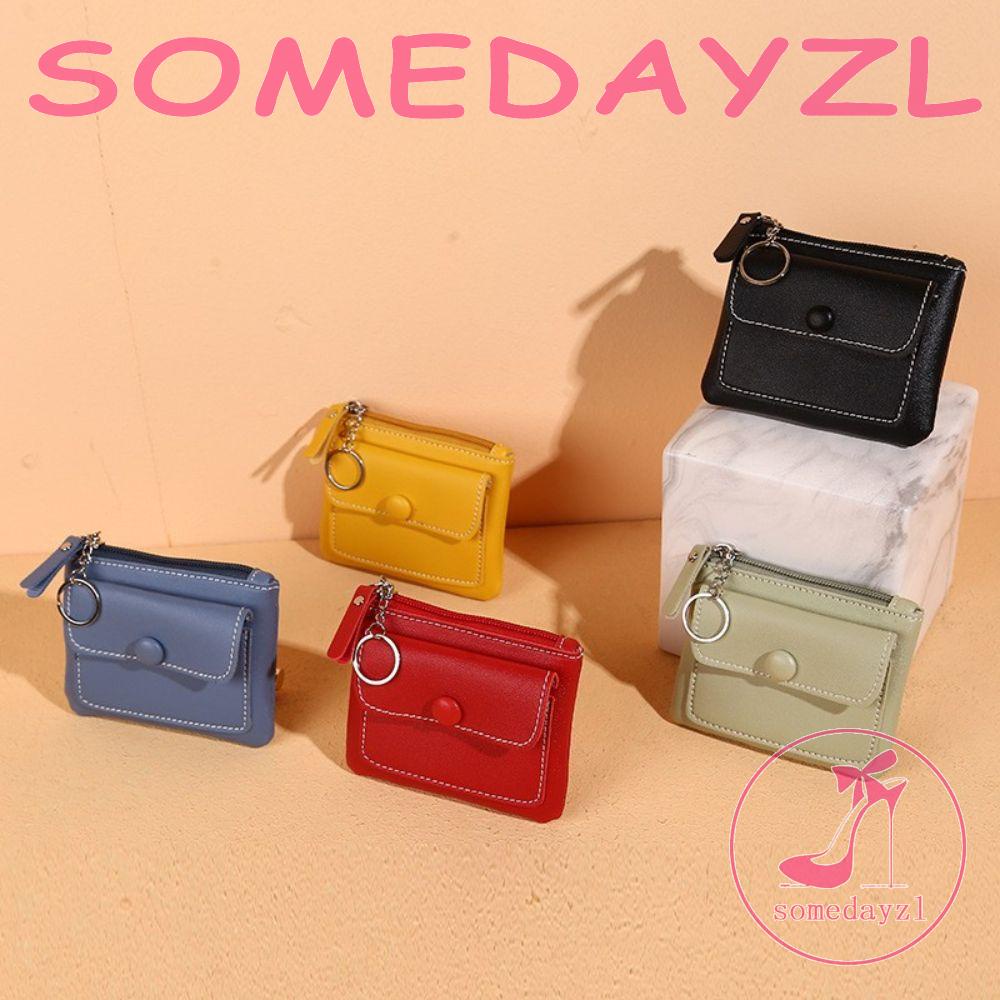 Ví Da PU Đựng Tiền / Thẻ Đa Năng Có Móc Khóa Phong Cách Hàn Quốc