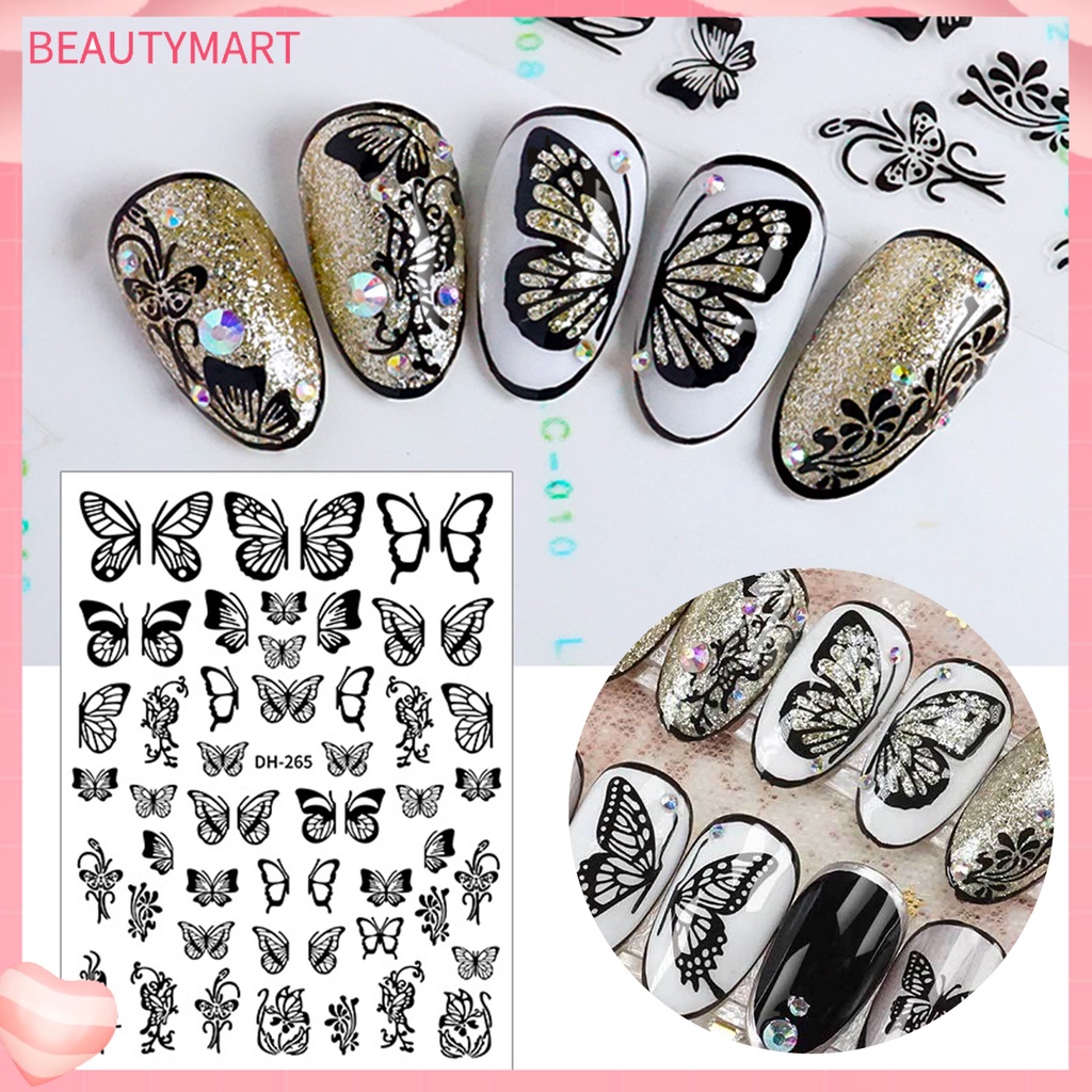Đề Can Dán Móng Tay Hình Bướm Rỗng Tinh Tế Không Keo Cho Nữ