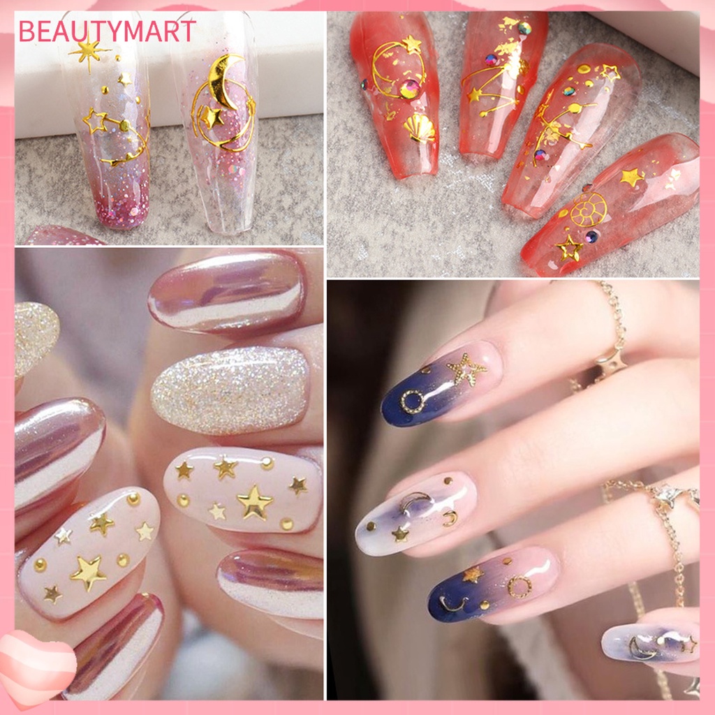 Bộ 3 Miếng Dán Trang Trí Móng Tay Họa Tiết Hình Học Lấp Lánh Sang Trọng Không Phai