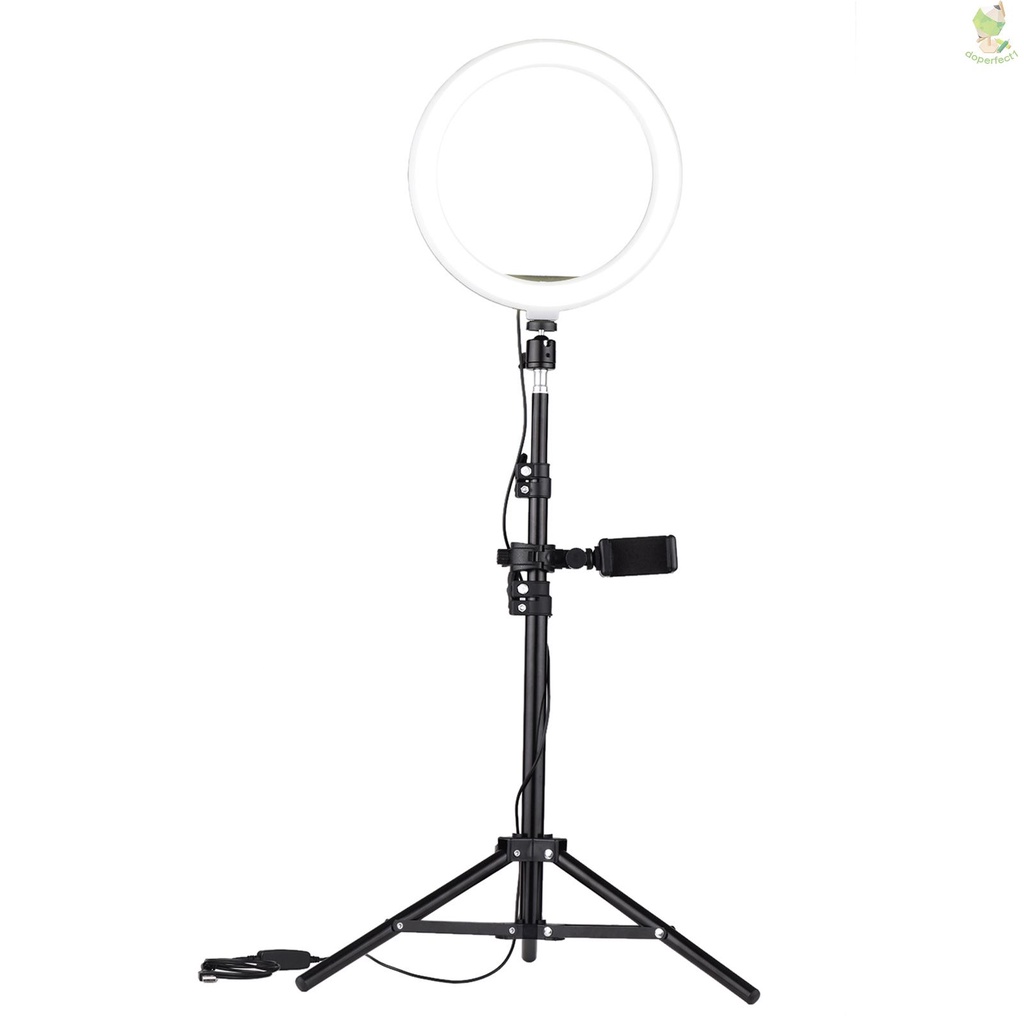 Andoer 10 Inch LED Video Ring Light Photography Lamp 3 Lighting Modes 3200-5600K Dimmable USB Powered with Phone Holder    Came-6.5