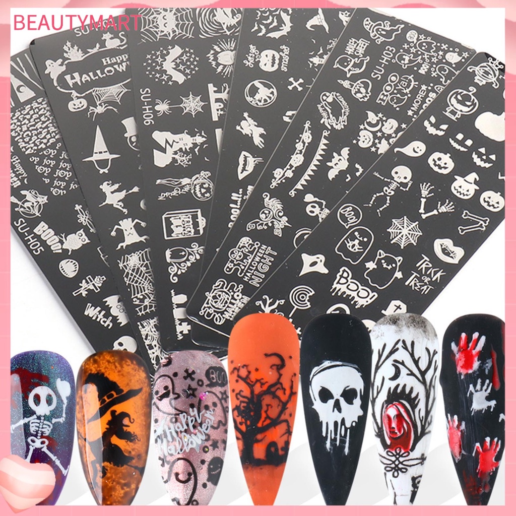 Khuôn Trang Trí Móng Nghệ Thuật Bằng Thép Không Gỉ Phong Cách Halloween Cho Nữ