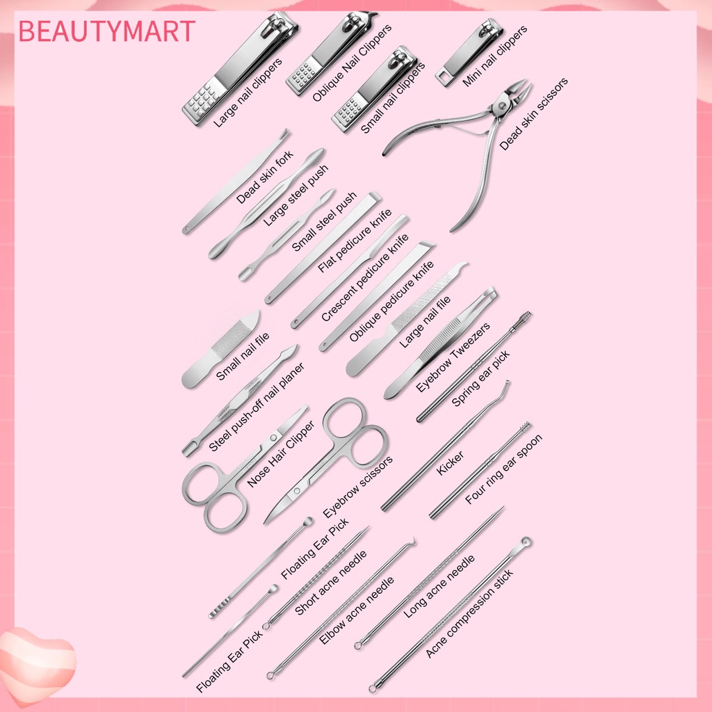 Bộ 26 Dụng Cụ Làm Móng Bằng Thép Không Gỉ Sắc Bén Dùng Trong Nhà