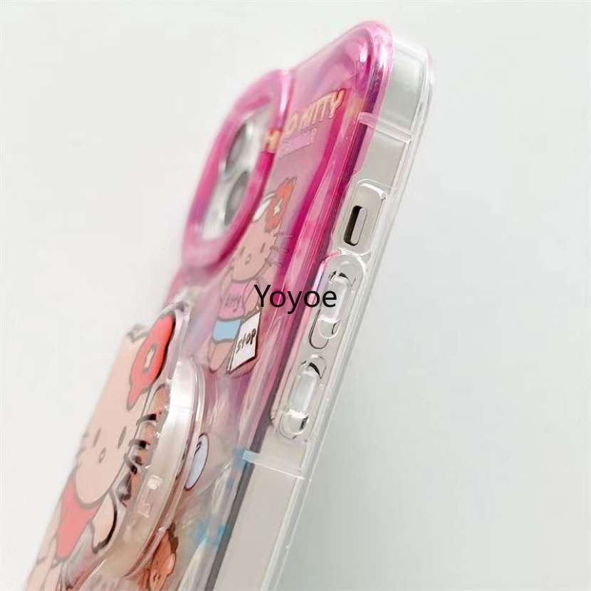 Ốp Điện Thoại Màu Hồng Gradient Hình Mèo KT Cho iPhone 11 13 14 Pro Max 12 Pro XS Max XR X 8 7 14 Plus SE