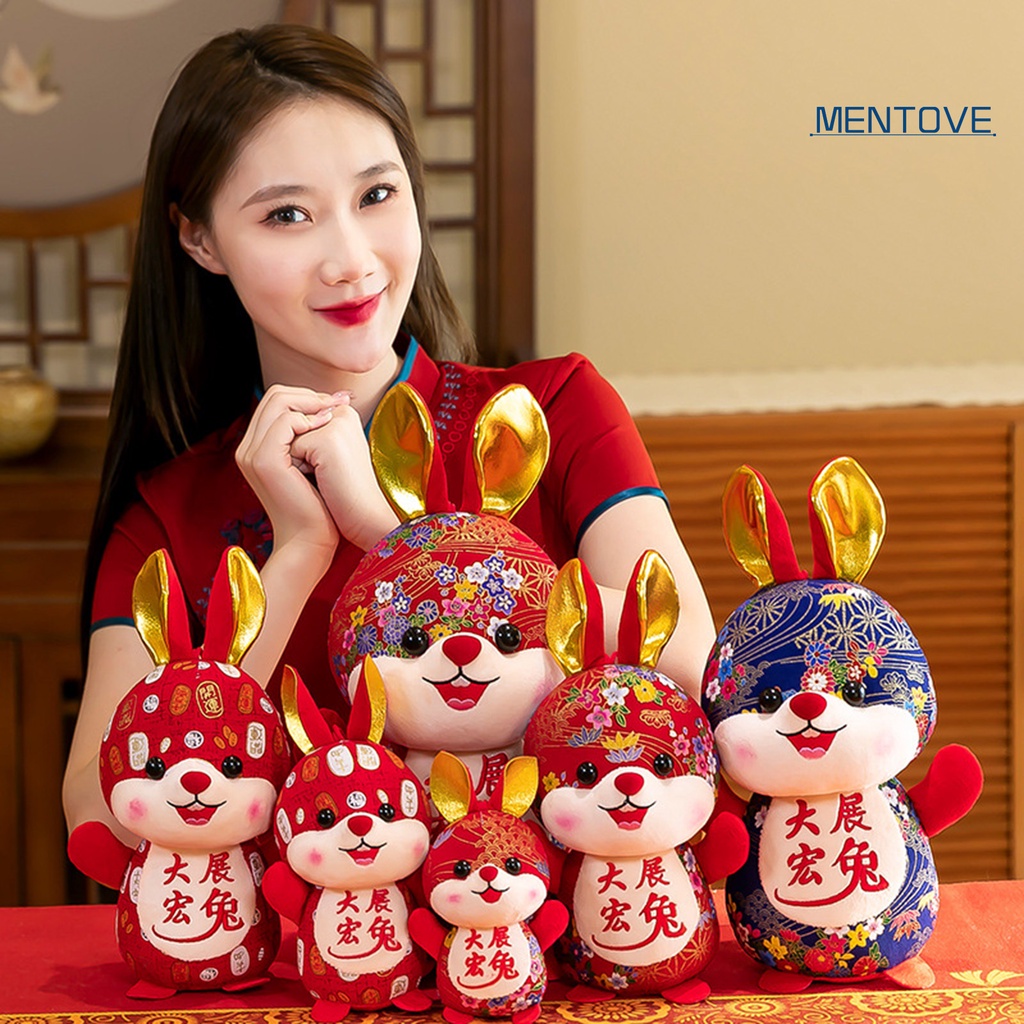 Búp Bê Nhồi Bông Hình Thỏ 3D Mềm Mại Phong Cách Trung Hoa 2023