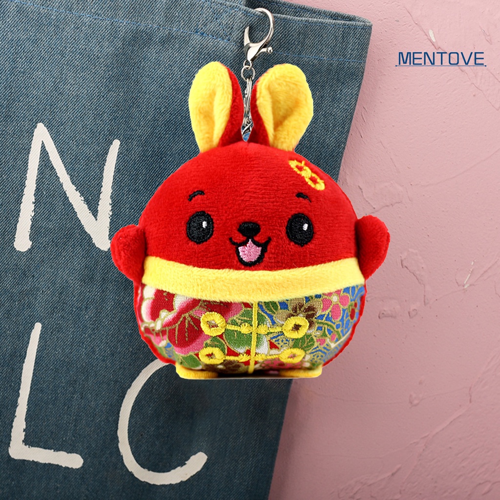 Móc Khóa Hình Thỏ Nhồi Bông 10cm Phong Cách Trung Hoa Mừng Năm Mới 2023