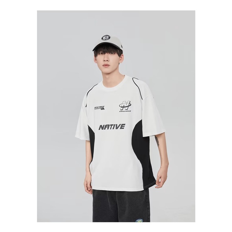 Áo Thun Tay Ngắn Cổ Tròn In Chữ Phong Cách Đường Phố Mỹ Thời Trang Mùa Hè Cho Nam