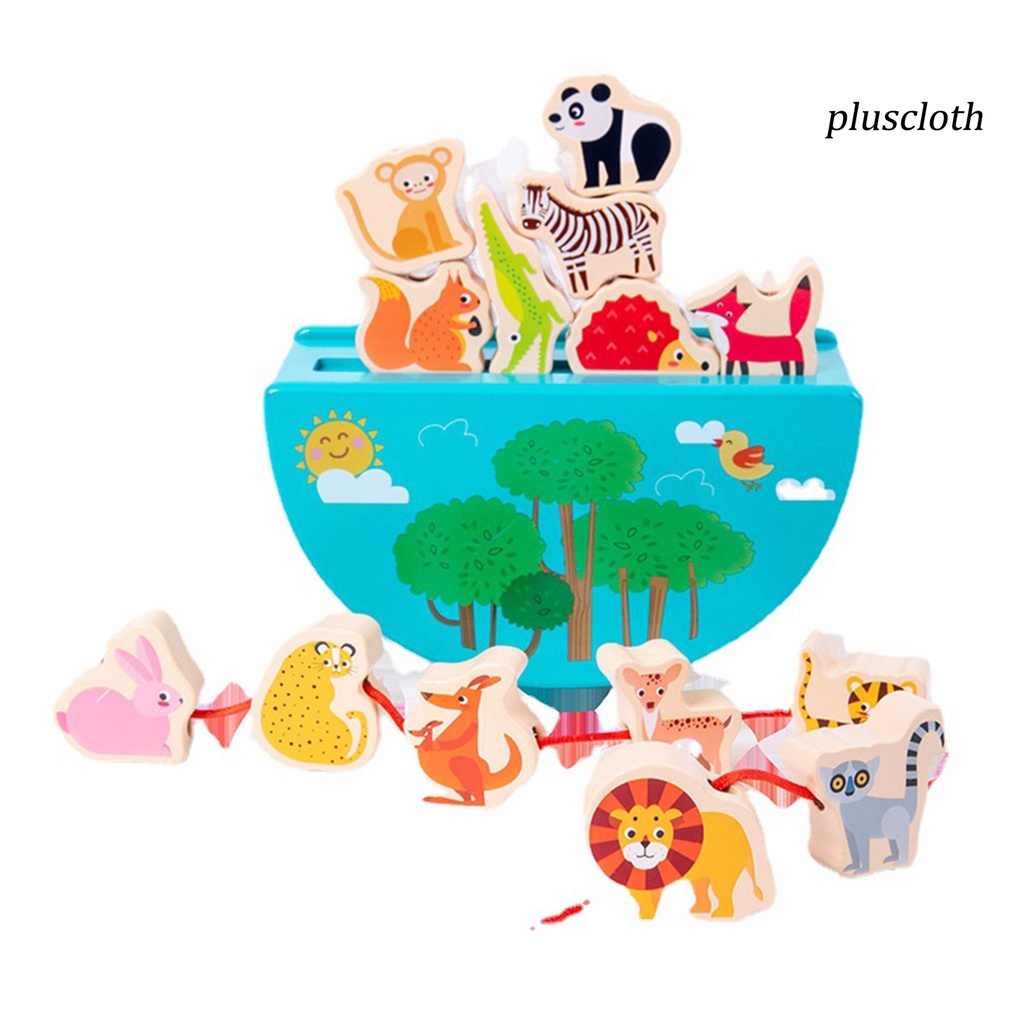1 Bộ Đồ Chơi Xếp Chồng Lên Nhau Bằng Gỗ Màu Sắc Tươi Sáng Có Dây Thừng Hình Động Vật Cho Trẻ Mẫu Giáo