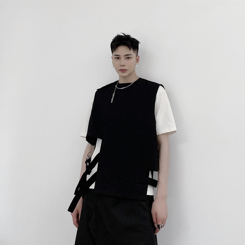 Áo Khoác Ghi Lê Không Tay Phong Cách Yamamoto Đường Phố Cá Tính Cho Nam