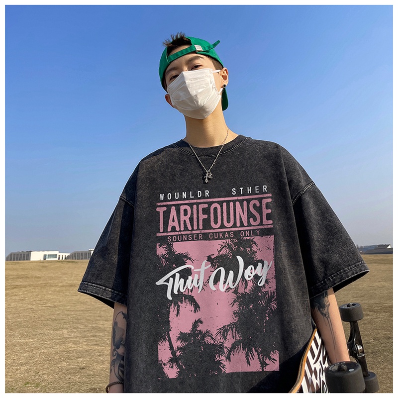 Áo Thun Tay Ngắn Chất Liệu Cotton Phong Cách Hip Hop Đường Phố Mỹ Thời Trang Mùa Hè Cho Nam 280g