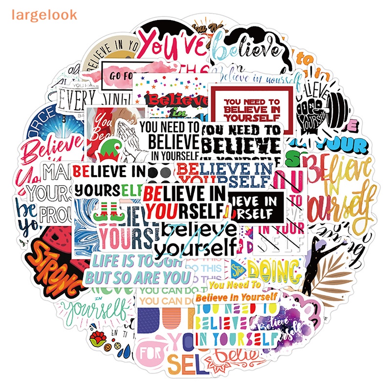 Set 50 Miếng Dán Kích Thước Lớn In Chữ Motivational Life Trang Trí Laptop / Phòng Học DIY