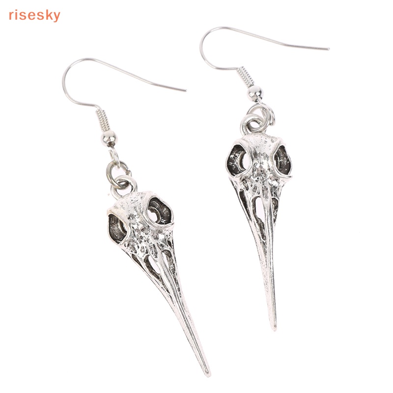 [risesky] Bông Tai Hình Đầu Lâu Chim Phong Cách Gothic Punk