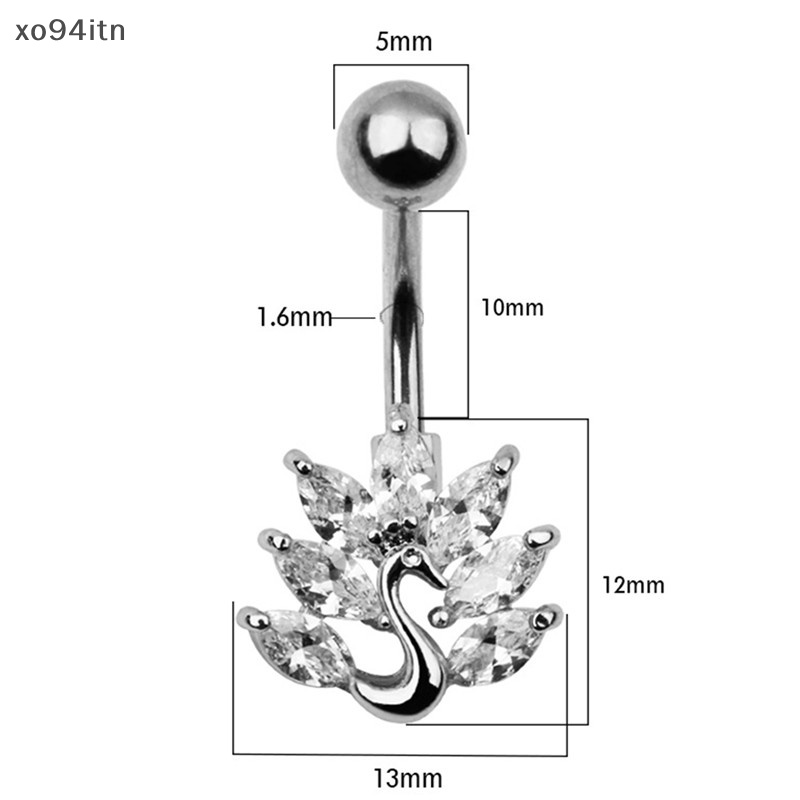 Khuyên Rốn Hình Công Đính Đá Lấp Lánh Chất Liệu Thép Không Gỉ