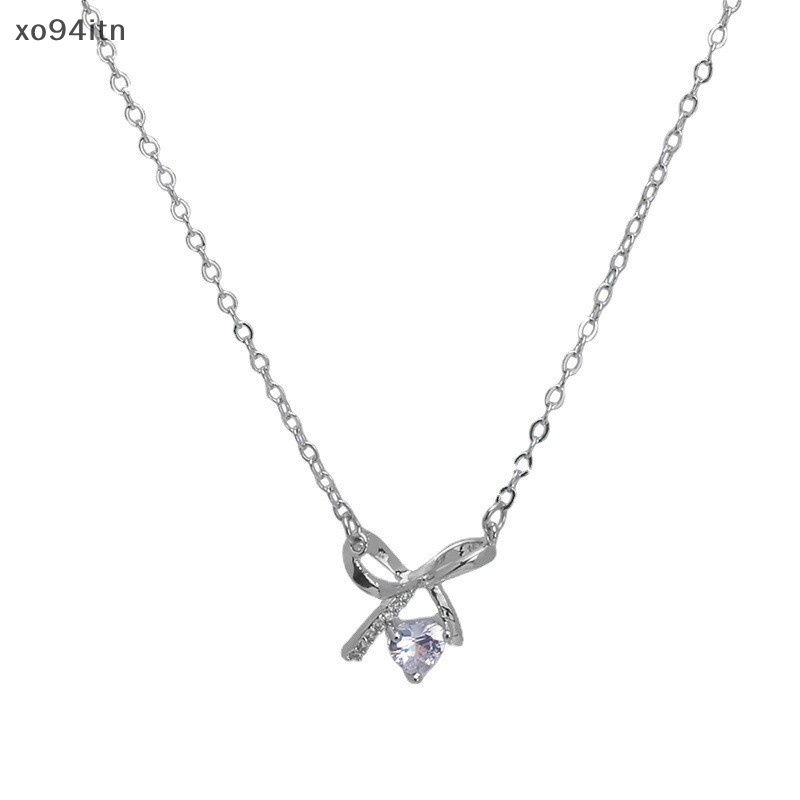 Vòng Cổ Choker Đính Đá Zircon Và Nơ Phong Cách Hàn Quốc Thời Trang Xuân Hè Cho Nữ