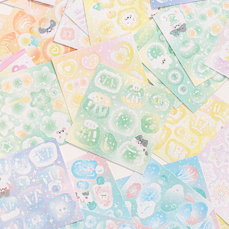 Bộ 10 Miếng Dán Trang Trí Sổ Tay Hình Câu Chuyện Nguyên Tố Dễ Thương