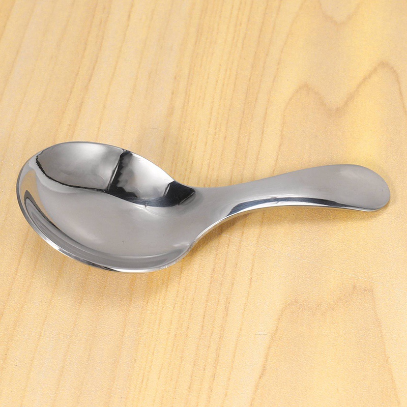 Set 10 Muỗng Thép Không Gỉ Tay Cầm Ngắn Màu Bạc Thời Trang