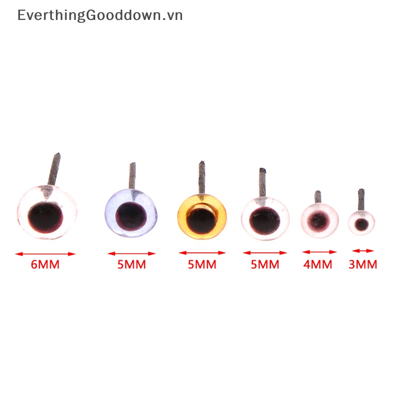 Everthinggooddown Set 100 Mắt Nhựa 3-6mm Nhiều Màu Sắc Trang Trí Thú Nhồi Bông / Mắt Googly DIY