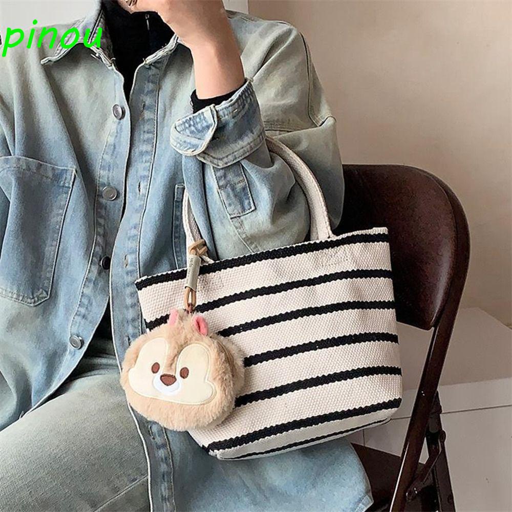 Túi Xách Mua Sắm Đeo Vai Họa Tiết Kẻ Sọc Phong Cách Vintage Dành Cho Nữ