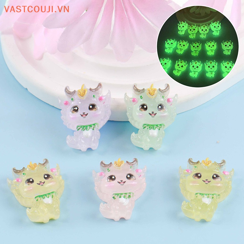 Bộ 2 Kẹp Tóc Hình Rồng Dạ Quang Mini Bằng Nhựa Resin Dễ Thương DIY