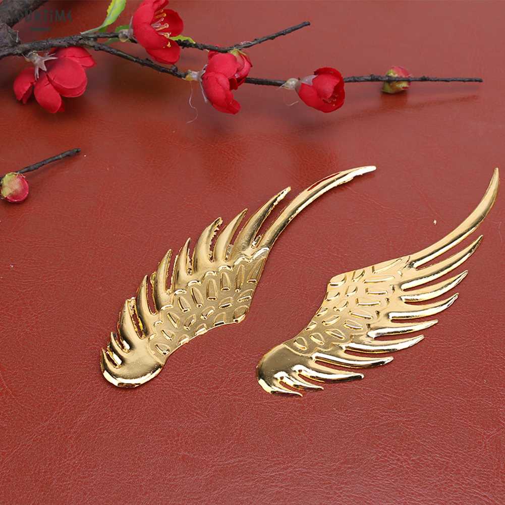 1 Cặp Miếng Dán Trang Trí Xe Hơi Họa Tiết Đôi Cánh 3D Bằng Kim Loại Cứng