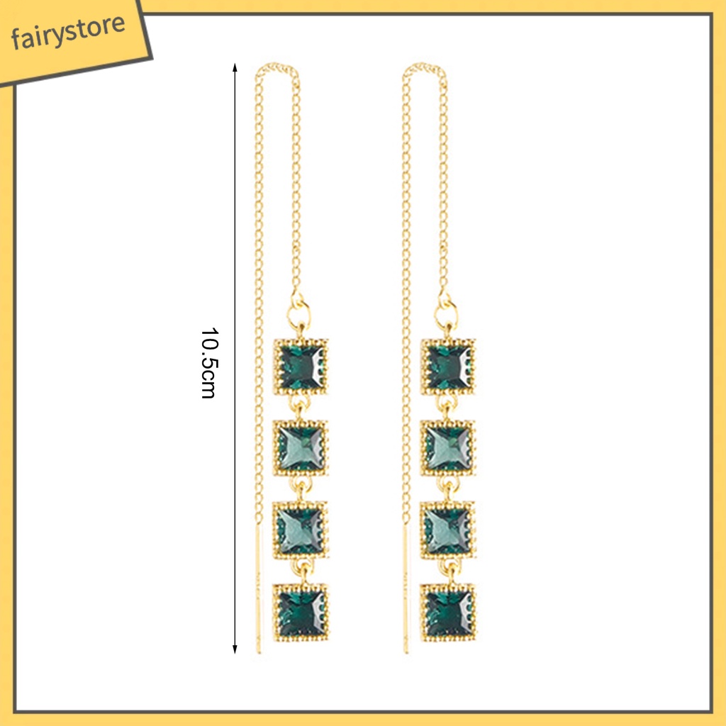 1 Cặp Bông Tai Dáng Dài Đính Đá Phối Tua Rua Thời Trang Cho Nữ