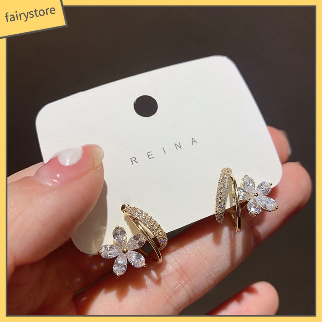 1 Đôi Bông Tai Tròn Đính Đá Lấp Lánh Dành Cho Nữ