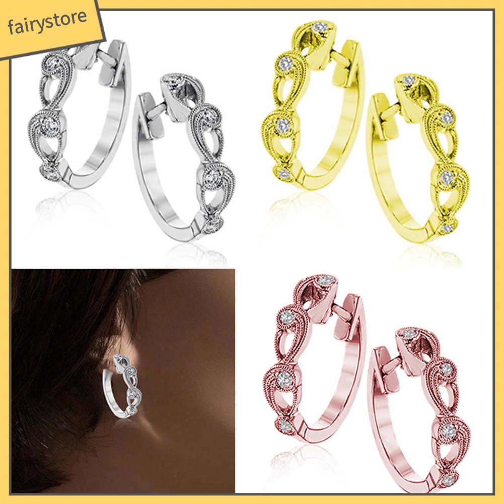 Khuyên Tai Tròn Rỗng Đính Đá Thời Trang Cho Nữ